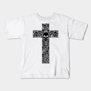 Cross made of skulls, Black Kids T-Shirt